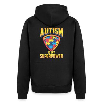 L'autisme est mon super pouvoir - Veste à capuche bio Premium Unisexe - noir - Dos - Nico (187cm)