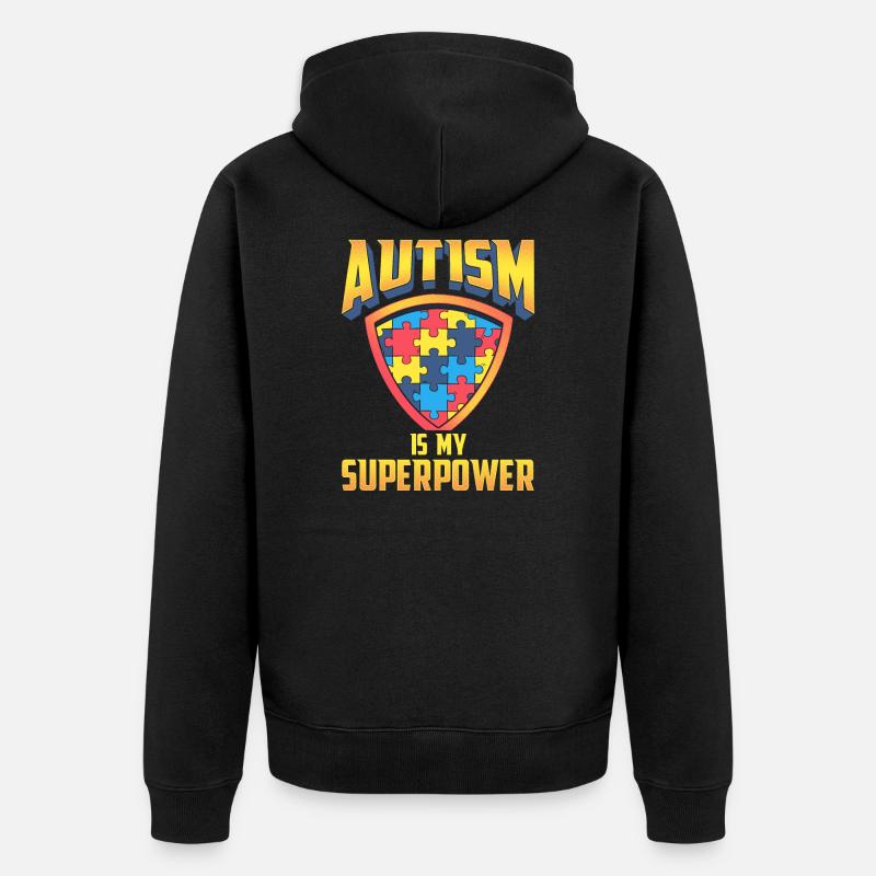 L'autisme est mon super pouvoir - Veste à capuche bio Premium Unisexe - noir