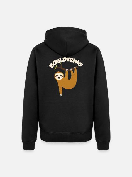 Bouldering Shirt Boulderer Sloth Gift - Unisex Premium Organic Zip Hoodie - black