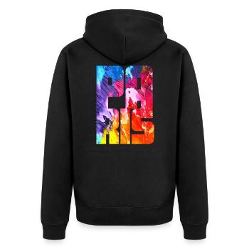 Paris - Unisex Premium Organic Zip Hoodie - black - Back - Nico (187cm)