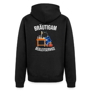 Polterabend Shirt Heirat Polterhochzeit Geschenk - Unisex Premium Bio Zip Hoodie - Schwarz - Hinten - Nico (187cm)