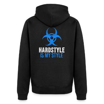 Hardstyle Shirt Hard Style Festival Raver Geschenk - Unisex Premium Bio Zip Hoodie - Schwarz - Hinten - Nico (187cm)
