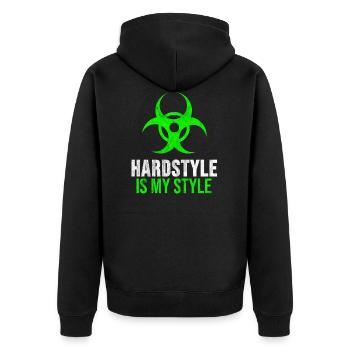 Hardstyle Shirt Hard Style Festival Raver Geschenk - Unisex Premium Bio Zip Hoodie - Schwarz - Hinten - Nico (187cm)