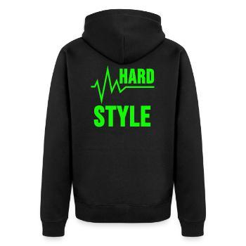 Hardstyle Shirt Hard Style Festival Raver Geschenk - Unisex Premium Bio Zip Hoodie - Schwarz - Hinten - Nico (187cm)