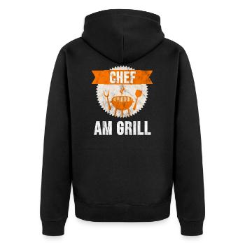 Grill T-Shirt Steak Griller Grillmeister Gift - Unisex Premium Organic Zip Hoodie - black - Back - Nico (187cm)