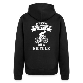 Farhrrad Fahrradfahren Bike Freiheit Radeln - Unisex Premium Bio Zip Hoodie - Schwarz - Hinten - Nico (187cm)