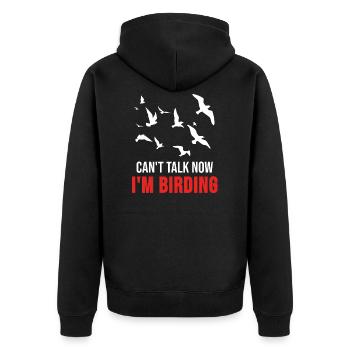 Vogelschwarm Vogel Wasservogel Tier Geschenk - Unisex Premium Bio Zip Hoodie - Schwarz - Hinten - Nico (187cm)