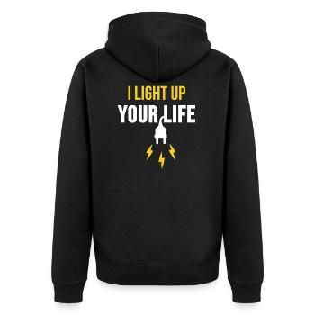 Cadeau d'ampoule électrique électricien - Veste à capuche bio Premium Unisexe - noir - Dos - Nico (187cm)