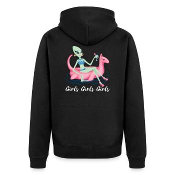 Girl summer alien design. - Unisex Premium Organic Zip Hoodie - black - Back - Nico (187cm)
