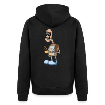 Roboter - Unisex Premium Bio Zip Hoodie - Schwarz - Hinten - Nico (187cm)