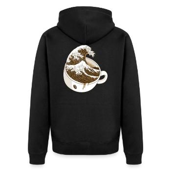 Wave of Coffee / Kaffee Welle - Veste à capuche bio Premium Unisexe - noir - Dos - Nico (187cm)