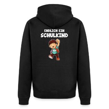 Schulanfang Schulbeginn Schulänfänger Geschenk - Unisex Premium Bio Zip Hoodie - Schwarz - Hinten - Nico (187cm)