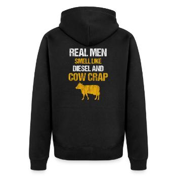 Bauer Landwirt Bauernhof Kuh Kühe Geschenk - Unisex Premium Bio Zip Hoodie - Schwarz - Hinten - Nico (187cm)