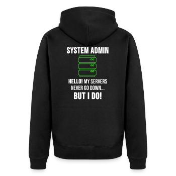 System Admin Administrator Server Gift - Unisex Premium Organic Zip Hoodie - black - Back - Nico (187cm)