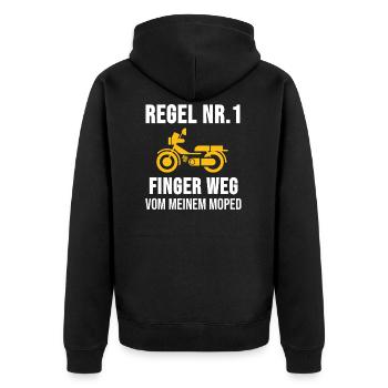 Moped Mofa Rollerfahrer Roller Sprüche Geschenk - Unisex Premium Bio Zip Hoodie - Schwarz - Hinten - Nico (187cm)