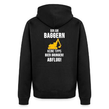 Bagger Baggerfahrer Baggerfahrer Lustig Geschenk - Unisex Premium Bio Zip Hoodie - Schwarz - Hinten - Nico (187cm)