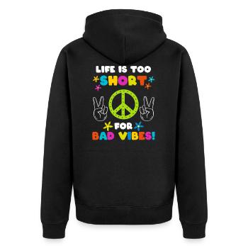 Hippie Festival Party Peacezeichen Funny Gift - Unisex Premium Organic Zip Hoodie - black - Back - Nico (187cm)
