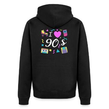 I love 90's 90s Party Retro Costume Gift - Unisex Premium Organic Zip Hoodie - black - Back - Nico (187cm)