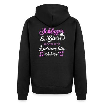 Schlager Schlagermusik Schlagerfan Witzig Geschenk - Unisex Premium Bio Zip Hoodie - Schwarz - Hinten - Nico (187cm)