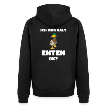 Ich Mag Halt Enten Ok? Ente Geschenk - Unisex Premium Bio Zip Hoodie - Schwarz - Hinten - Nico (187cm)