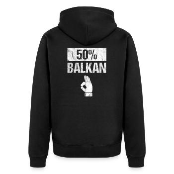 Balkan Jugo Jugoslawien Kroatien Albanien Geschenk - Unisex Premium Bio Zip Hoodie - Schwarz - Hinten - Nico (187cm)