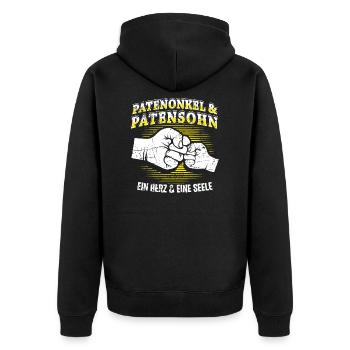 Patenonkel Patensohn Patenkind Taufpate Geschenk - Unisex Premium Bio Zip Hoodie - Schwarz - Hinten - Nico (187cm)