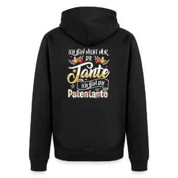 Patentante Tante Patenkind Taufpatin Baby Geschenk - Unisex Premium Bio Zip Hoodie - Schwarz - Hinten - Nico (187cm)