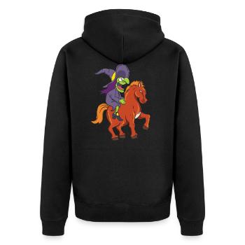 Sorcière Halloween avec cheval - Veste à capuche bio Premium Unisexe - noir - Dos - Nico (187cm)