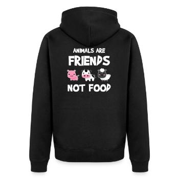 Animals Are Friends Not Food Veganer Geschenk - Unisex Premium Bio Zip Hoodie - Schwarz - Hinten - Nico (187cm)