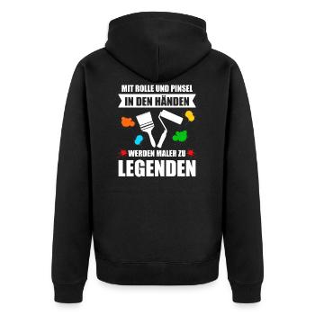Malermeister Maler Geselle Lackierer Geschenk - Unisex Premium Bio Zip Hoodie - Schwarz - Hinten - Nico (187cm)