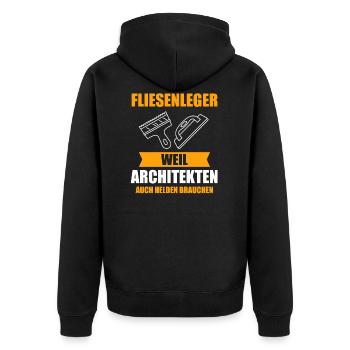 Fliesenleger Arbeit Kollege Fliesen Leger Geschenk - Unisex Premium Bio Zip Hoodie - Schwarz - Hinten - Nico (187cm)