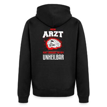 Dampf Lokomotiven Dampflok Lokomotive Geschenk - Unisex Premium Bio Zip Hoodie - Schwarz - Hinten - Nico (187cm)