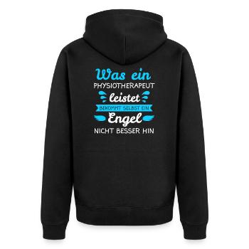Physiotherapie Physio Therapie Physios Geschenk - Unisex Premium Bio Zip Hoodie - Schwarz - Hinten - Nico (187cm)