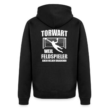 Fußball Torwart Torhüter Tormann Witzig Geschenk - Unisex Premium Bio Zip Hoodie - Schwarz - Hinten - Nico (187cm)