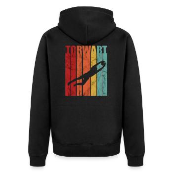 Fußball Torwart Torhüter Tormann Retro Geschenk - Unisex Premium Bio Zip Hoodie - Schwarz - Hinten - Nico (187cm)