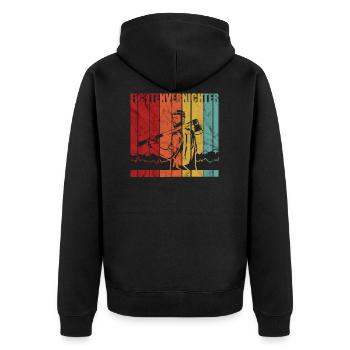 Förster Forstwirt Forstwirte Kettensäge Geschenk - Unisex Premium Bio Zip Hoodie - Schwarz - Hinten - Nico (187cm)
