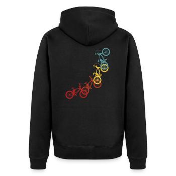 BMX Sprüche Radfahrer Biker Retro Stunt Geschenk - Unisex Premium Bio Zip Hoodie - Schwarz - Hinten - Nico (187cm)