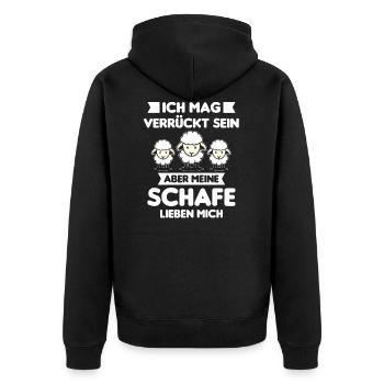 Schäfer Schaf Schafe Hirte Lustiges Geschenk - Unisex Premium Bio Zip Hoodie - Schwarz - Hinten - Nico (187cm)
