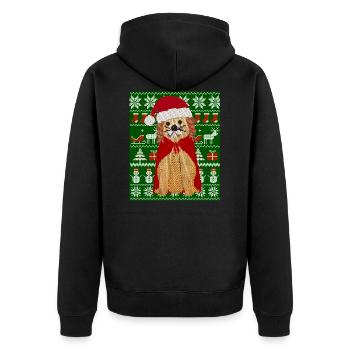 Chien tricoté comme père Noël Ugly Christmas - Veste à capuche bio Premium Unisexe - noir - Dos - Nico (187cm)