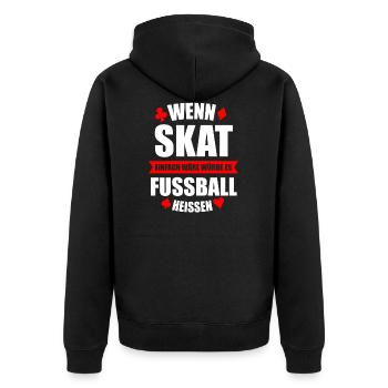 Skat Spielen Ass Karte Spielkarten Herz Geschenk - Unisex Premium Bio Zip Hoodie - Schwarz - Hinten - Nico (187cm)