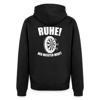 Dart Darts Darten Dartspieler Spruch Geschenk - Unisex Premium Bio Zip Hoodie - Schwarz - Hinten - Nico (187cm)