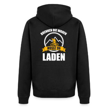 EBike E-Bike Pedelec E Biker Mountainbike Geschenk - Unisex Premium Bio Zip Hoodie - Schwarz - Hinten - Nico (187cm)
