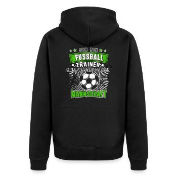 Fußball Trainer Coach Fußballverein Geschenk - Unisex Premium Bio Zip Hoodie - Schwarz - Hinten - Nico (187cm)