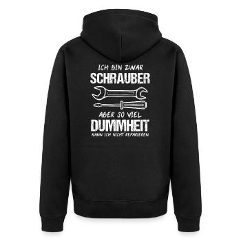 Kfz Mechaniker Schrauber Schrauben Auto Geschenk - Unisex Premium Bio Zip Hoodie - Schwarz - Hinten - Nico (187cm)