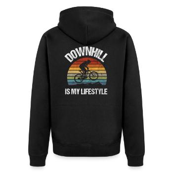 Downhill Mountain Bike Mountain Biker Gift - Unisex Premium Organic Zip Hoodie - black - Back - Nico (187cm)