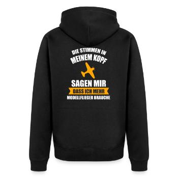 Modellflug Modellbau Modellbauer Geschenk - Unisex Premium Bio Zip Hoodie - Schwarz - Hinten - Nico (187cm)