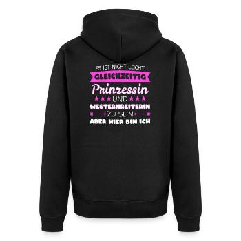 Westernreiten Westernreiter Pferd Western Geschenk - Unisex Premium Bio Zip Hoodie - Schwarz - Hinten - Nico (187cm)