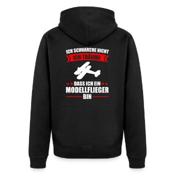 Modellflug Modellbau Modellbauer Geschenk - Unisex Premium Bio Zip Hoodie - Schwarz - Hinten - Nico (187cm)