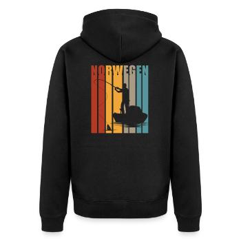 Norwegen Angeln Angel Tour 2020 Retro Geschenk - Unisex Premium Bio Zip Hoodie - Schwarz - Hinten - Nico (187cm)