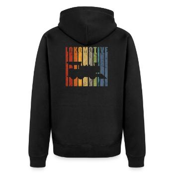 Lokomotive Dampflok Eisenbahner Züge Geschenk - Unisex Premium Bio Zip Hoodie - Schwarz - Hinten - Nico (187cm)